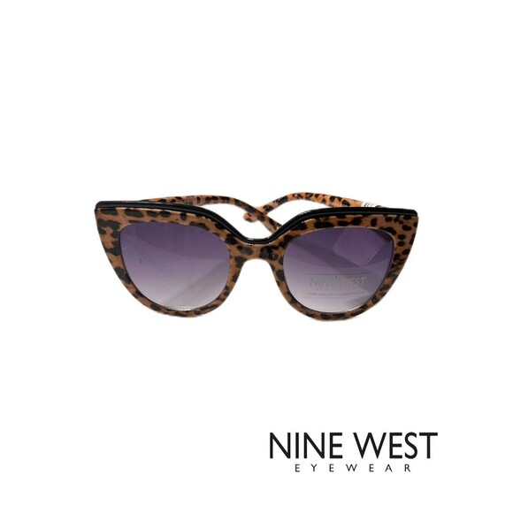"Nine West" Women's Cat Eye Sunglasses Leopard Print Purple Gradient Lens NWT - Picture 2 of 4